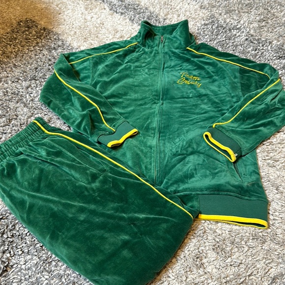 Sweatsedo Jackets & Coats Sweatsedo Mens Green Yellow Velour Track